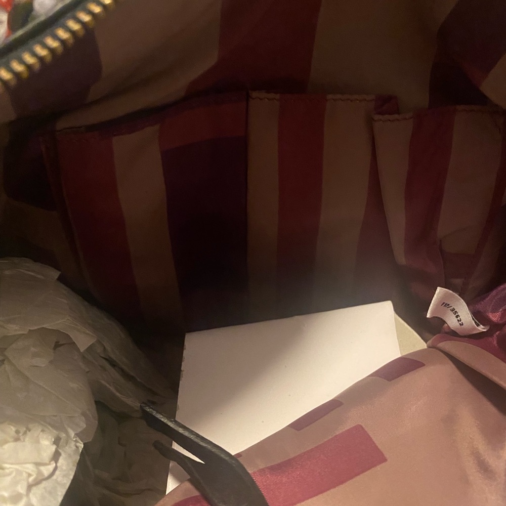 Black Leather Tote Bag with Gold Tone Accents - Picture 5 of 7